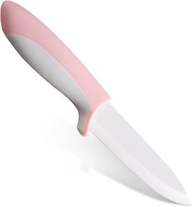 Ceramic Paring Knife - 4-Inch with Sharp Ceramic Blade and Unique Hippopotamus Cover - Handle Fruit and Vegetables Kitchen Knife (Pink)