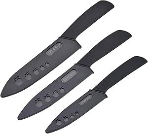 Kitchen Ceramic Knife Set Professional Knife With Sheaths, Super Sharp Rust Proof Stain Resistant (6" Chef Knife, 5" Utility Knife, 4" Fruit Knife)