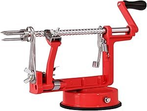 Apple Peeler, Stainless Steel Apple Corer Slicer Peeler, Durable Heavy Duty Die Cast Magnesium Alloy Apple Peeler Slicer Corer with Suction Base(Red)